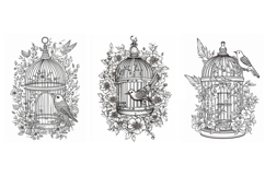 32 Vintage Bird Birdcage Illustration Logo Decoration Design Product Image 2
