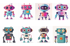70 Robot Kawaii Characters Illustration Sticker Ideas JPG Product Image 2