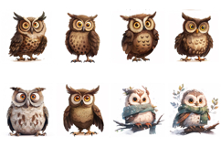 62 Owl Cartoon Illustration Clipart JPG Product Image 6