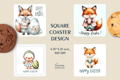 Cute Easter Fox| Funny Chick| Happy Easter Square Coaster Product Image 1