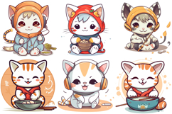 40 Kawaii Kitten Illustration Sticker Collection PNG Product Image 7