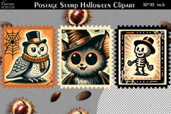 Vintage Postage Stamp Fall Halloween Clipart Product Image 1