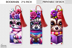 Book Lover| Purple Flower Animal Printable Bookmark Product Image 1