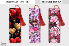 Stained Flowers| Valentines Day Printable Bookmark Product Image 1
