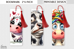 Funny Cartoon Cow| Farm Animal Printable Bookmark Product Image 1