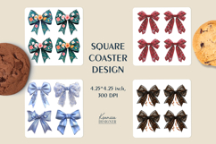 Colorful Silk Coquette Bow Square Coaster Sublimation Product Image 1