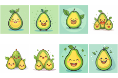 50 Avocado Kawaii Characters Illustration Collection JPG Product Image 6