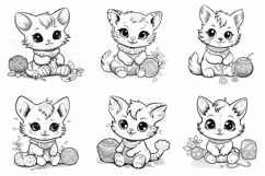 40 Kitten Coloring Page Outline Logo Cute Cat Illustration Product Image 6