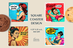 Sarcastic Quotes| Vintage Pop Art Square Coaster Bundle Product Image 7