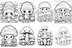68 Mushroom Toadstool Character Color Pages Book JPG Clipart Product Image 7