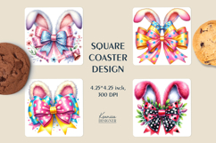 Vivid Silk Easter Bow|Happy Easter Square Coaster|Bunny Ears Product Image 1