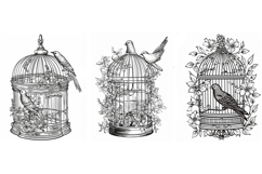 32 Vintage Bird Birdcage Illustration Logo Decoration Design Product Image 3