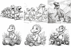 60 Dinosaur Coloring Pages Book Illustrations Printable JPG Product Image 8