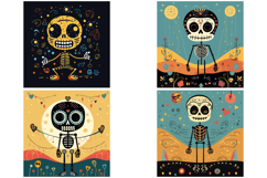 30 Skeleton Cartoon Halloween Logo Mascot Characters PNG Product Image 8