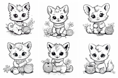 40 Kitten Coloring Page Outline Logo Cute Cat Illustration Product Image 7