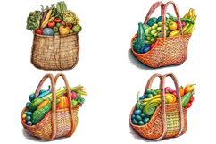 32 Thanksgiving Harvest Basket Illustration PNG Collection Product Image 8