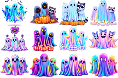 Neon Halloween Clipart|Cute Funny Character Bundle Product Image 5