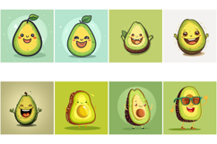 50 Avocado Kawaii Characters Illustration Collection JPG Product Image 7