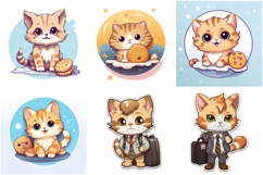100 Kitten Cat Sticker Illustrations Designs JPG Product Image 7