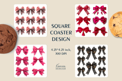 Colorful Silk Coquette Bow Square Coaster Sublimation Product Image 1
