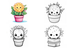 36 Kawaii Cactus Sticker Colour Book Illustration Cartoon Product Image 5