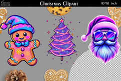 Iridescent Christmas Clipart|Neon Glitter Christmas Bundle Product Image 8