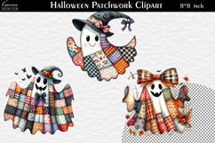 Halloween Patchwork Ghost Clipart Cute Quilted Spirits Product Image 1