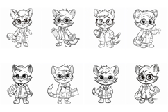 100 Coloring Pages of Cats Book Illustrations JPG Product Image 7