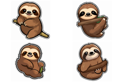 Sloth Kawaii Sticker Idea Logo Cute Designs JPG Product Image 7