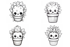 36 Kawaii Cactus Sticker Colour Book Illustration Cartoon Product Image 7