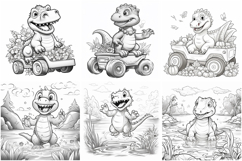 60 Dinosaur Coloring Pages Book Illustrations Printable JPG Product Image 9