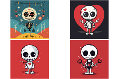 30 Skeleton Cartoon Halloween Logo Mascot Characters PNG Product Image 2