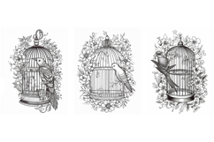 32 Vintage Bird Birdcage Illustration Logo Decoration Design Product Image 4