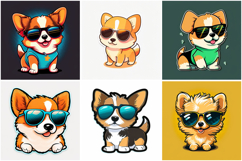 50 Puppy Dog Sunglasses Sticker Ideas Illustration Logo JPG Product Image 8