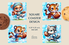 American Football|Cute Animal| Sport Square Coaster Product Image 1