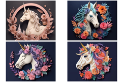 32 Unicorn and Horses 3D Papercut Illustration Images JPG Product Image 8