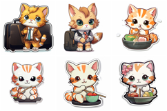 100 Kitten Cat Sticker Illustrations Designs JPG Product Image 8