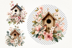 Floral Birdhouse Clipart Bundle 40 PNG Transparent BG Product Image 8