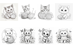 100 Coloring Pages of Cats Book Illustrations JPG Product Image 8