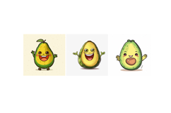 50 Avocado Kawaii Characters Illustration Collection JPG Product Image 8
