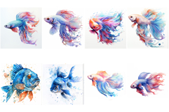 60 Koi Fish Watercolor Illustrations JPG Collection Product Image 5