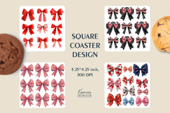 Colorful Silk Coquette Bow Square Coaster Sublimation Product Image 1