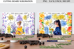 Self Care Floral Cutting Board Sublimation Design Product Image 1