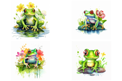 30 Watercolor Frog Illustration Toad Painting Collection JPG Product Image 8