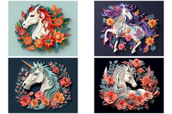 32 Unicorn and Horses 3D Papercut Illustration Images JPG Product Image 9