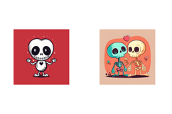 30 Skeleton Cartoon Halloween Logo Mascot Characters PNG Product Image 9