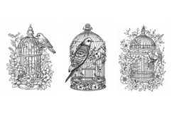 32 Vintage Bird Birdcage Illustration Logo Decoration Design Product Image 5