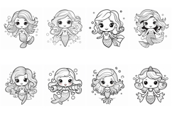 76 Mermaid Princess Girl Clipart Color Book Illustration Product Image 10