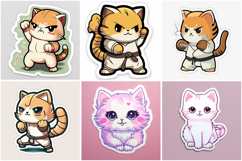 100 Kitten Cat Sticker Illustrations Designs JPG Product Image 9