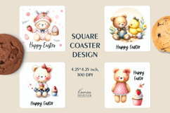 Easter Cake|Cute Teddy Bear|Happy Easter Square Coaster Product Image 1